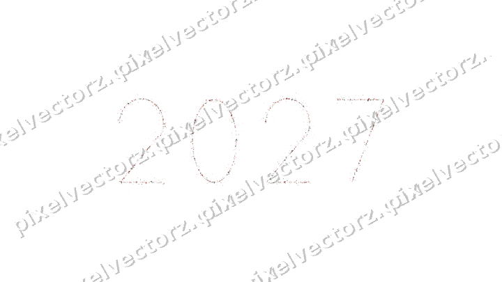 Nahtlose Glitzerzahl 2027 aus Weihnachtsbäumen auf transparentem Grund
