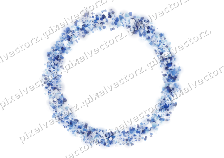 Nahtloser Glitzerkranz aus Herzen in Blau auf transparentem Grund