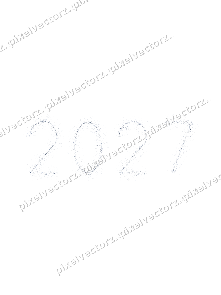 Nahtlose Glitzerzahl 2027 in Dunkelblau auf transparentem Grund