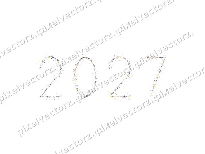 Nahtlose Glitzerzahl 2027 aus Sektgläsern auf transparentem Grund