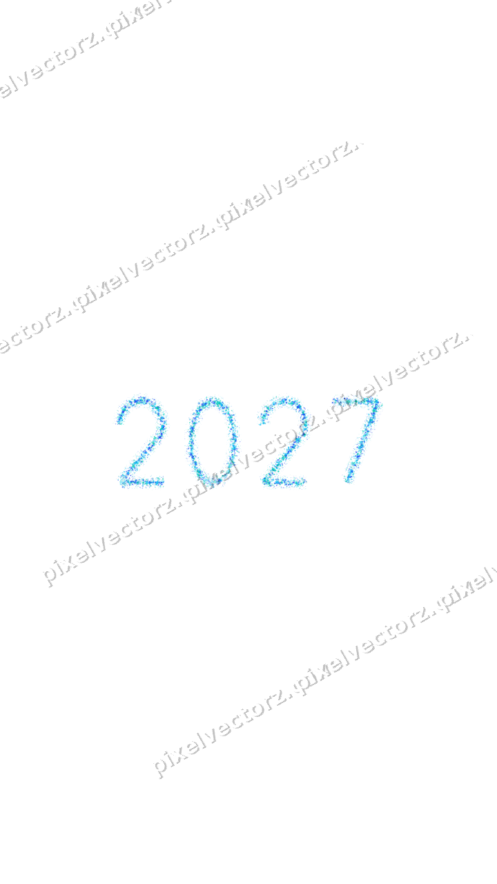 Nahtlose Glitzerzahl 2027 aus Sternen auf transparentem Grund