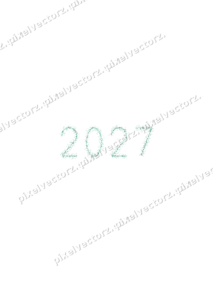 Nahtlose Glitzerzahl 2027 auf transparentem Grund