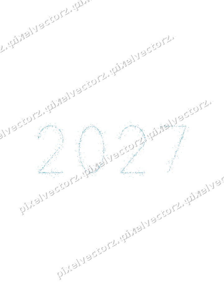 Nahtlose Glitzerzahl 2027 aus Punkten auf transparentem Grund