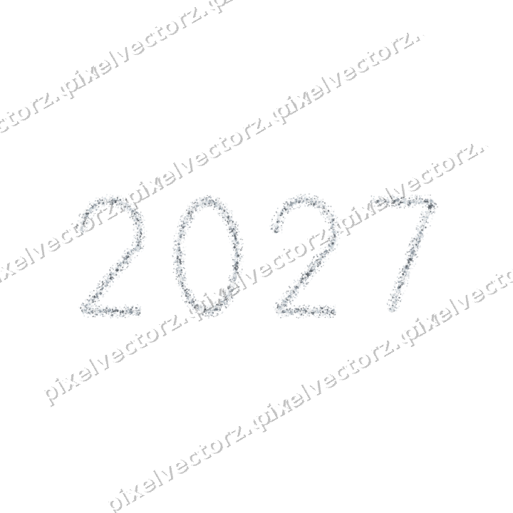 Nahtlose Glitzerzahl 2027 aus Sternen auf transparentem Grund