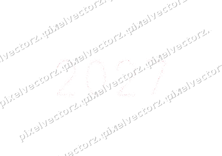 Nahtlose Glitzerzahl 2027 in Blassrosa auf transparentem Grund