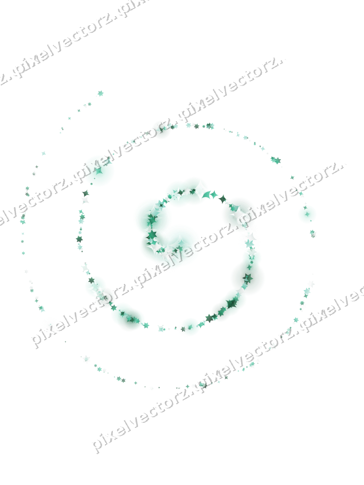 Nahtlose Glitzerspirale aus Sternen und Funken auf transparentem Grund