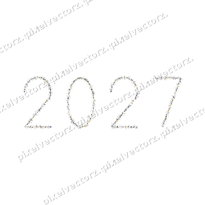 Nahtlose Glitzerzahl 2027 in Dunkelblau auf transparentem Grund