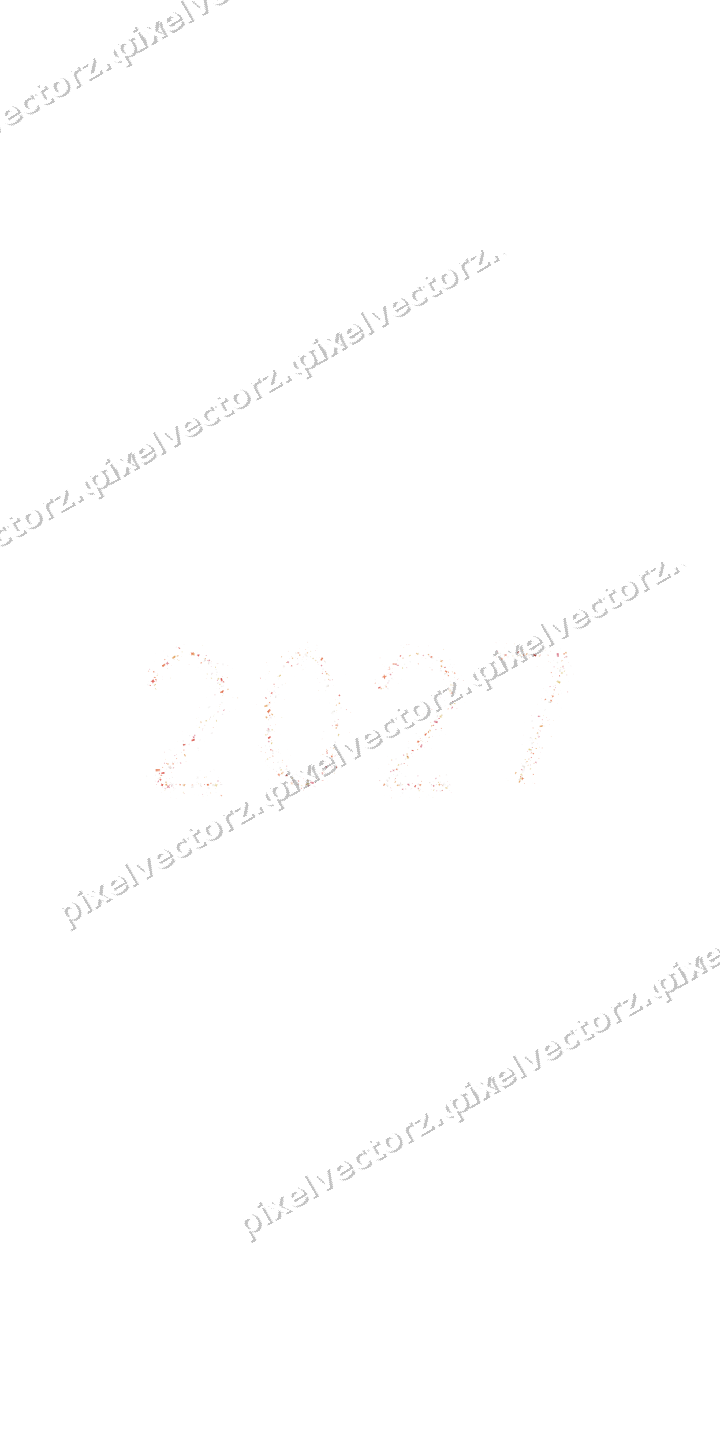 Nahtlose Glitzerzahl 2027 in Rot und Orange auf transparentem Grund