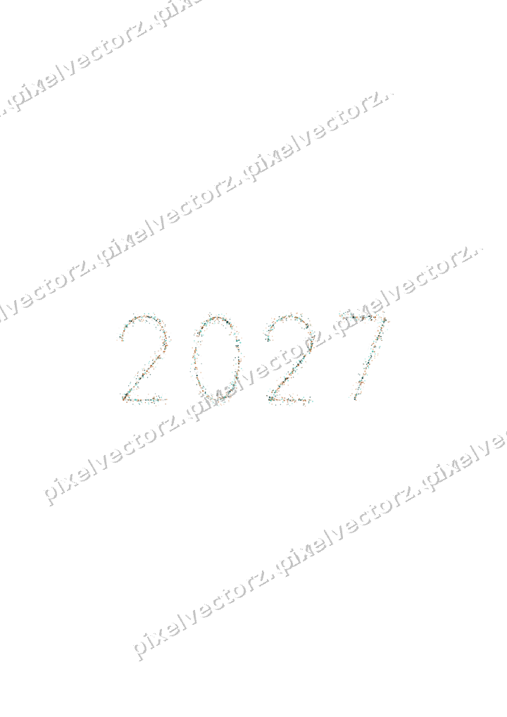Nahtlose Glitzerzahl 2027 aus Punkten auf transparentem Grund