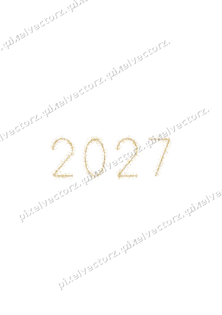 Nahtlose Glitzerzahl 2027 in Bernstein auf transparentem Grund