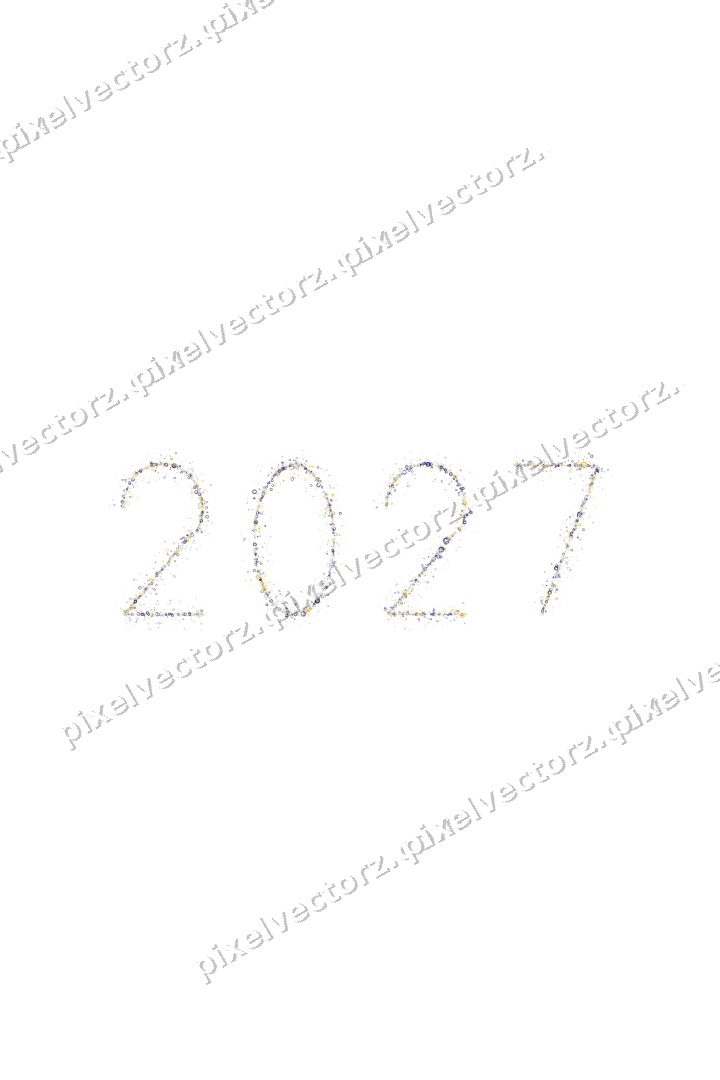 Nahtlose Glitzerzahl 2027 in Dunkelblau auf transparentem Grund