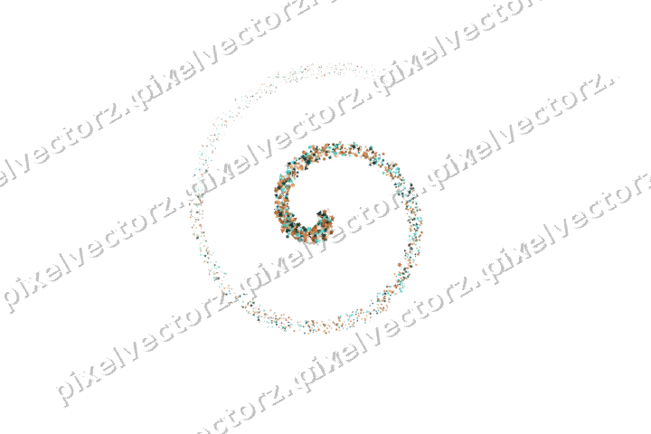 Nahtlose Glitzerspirale in Orange und Petrol auf transparentem Grund