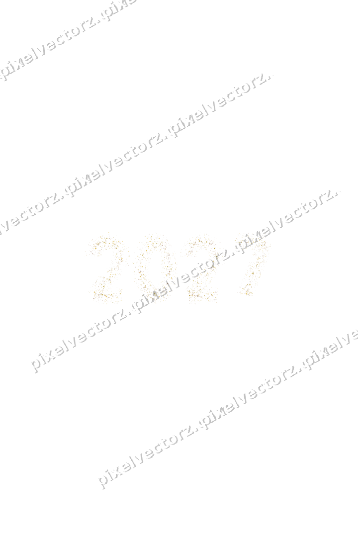 Nahtlose Glitzerzahl 2027 in Bernstein auf transparentem Grund