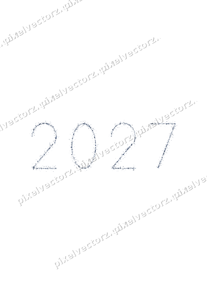 Nahtlose Glitzerzahl 2027 in Dunkelblau auf transparentem Grund