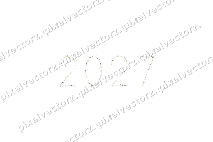 Nahtlose Glitzerzahl 2027 in Bernstein auf transparentem Grund