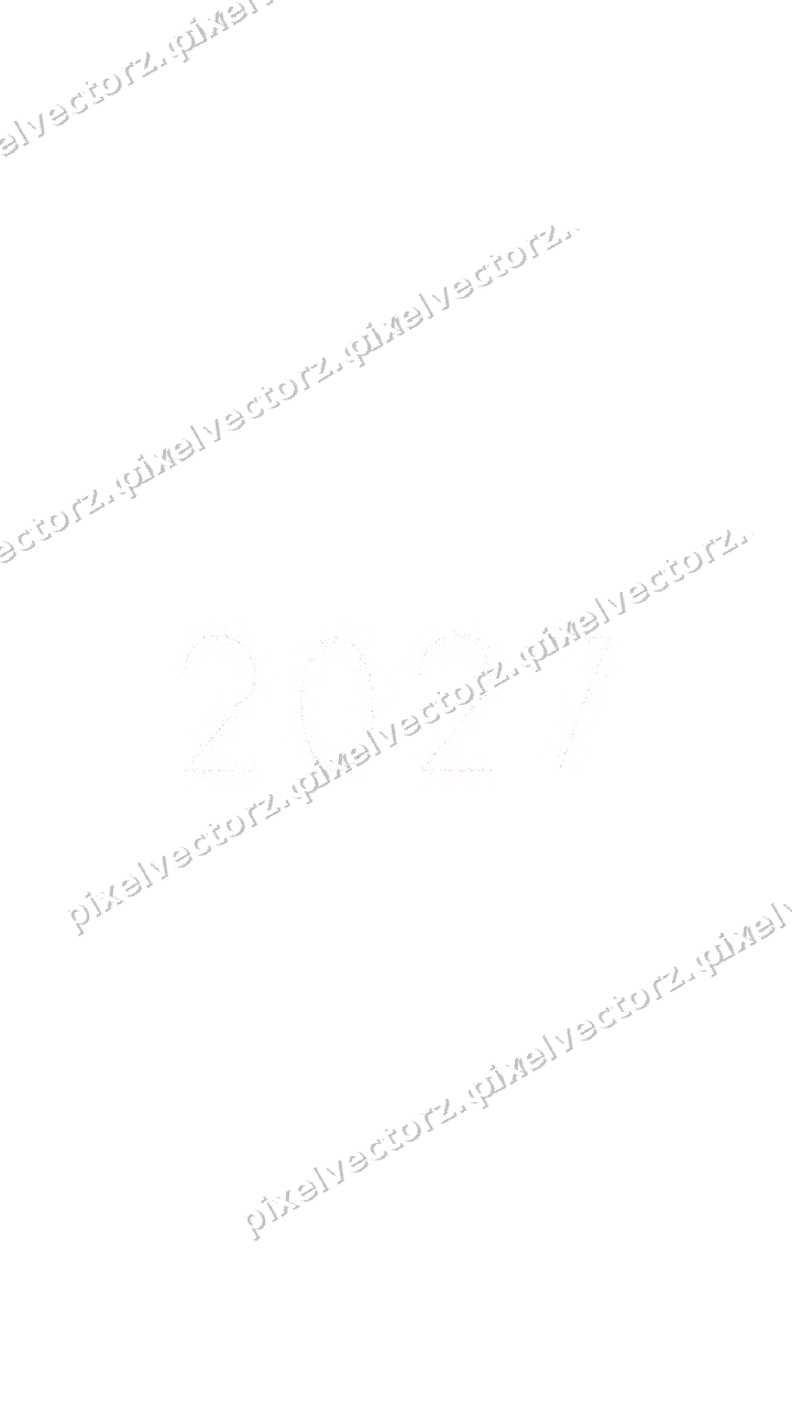 Nahtlose Glitzerzahl 2027 aus Tropfen in Rosa auf transparentem Grund