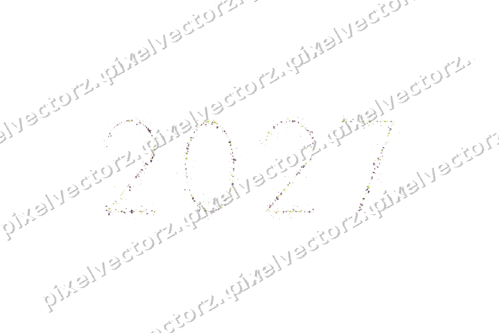 Nahtlose Glitzerzahl 2027 aus Tropfen auf transparentem Grund