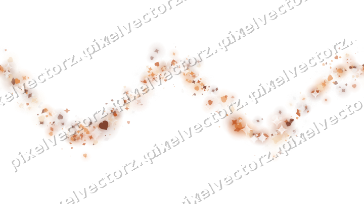Nahtlose Glitzerwelle aus Funken und Herzen auf transparentem Grund