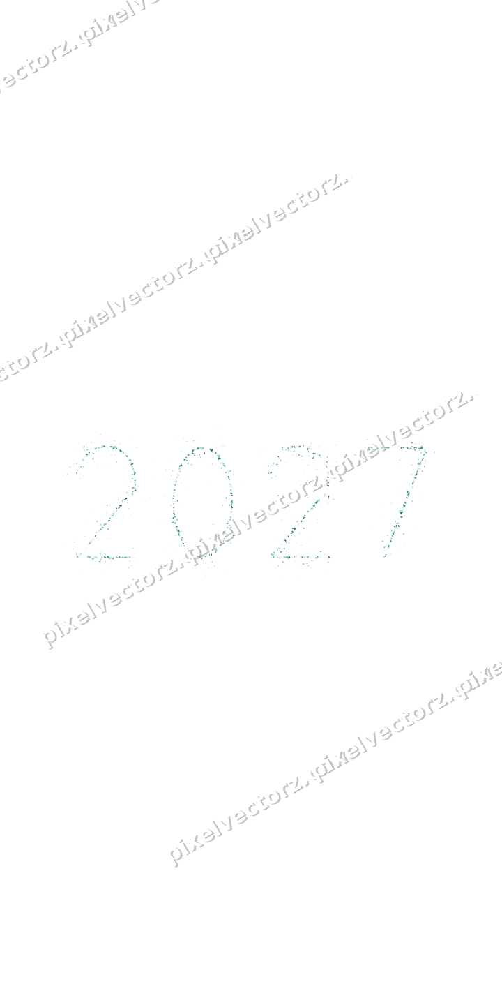 Nahtlose Glitzerzahl 2027 auf transparentem Grund