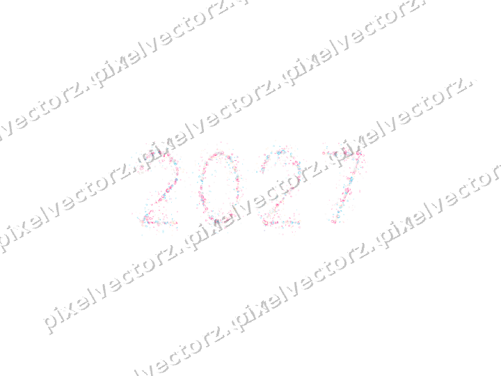 Nahtlose Glitzerzahl 2027 in Rosa und Türkis auf transparentem Grund