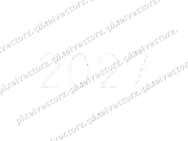 Nahtlose Glitzerzahl 2027 in Bernstein auf transparentem Grund
