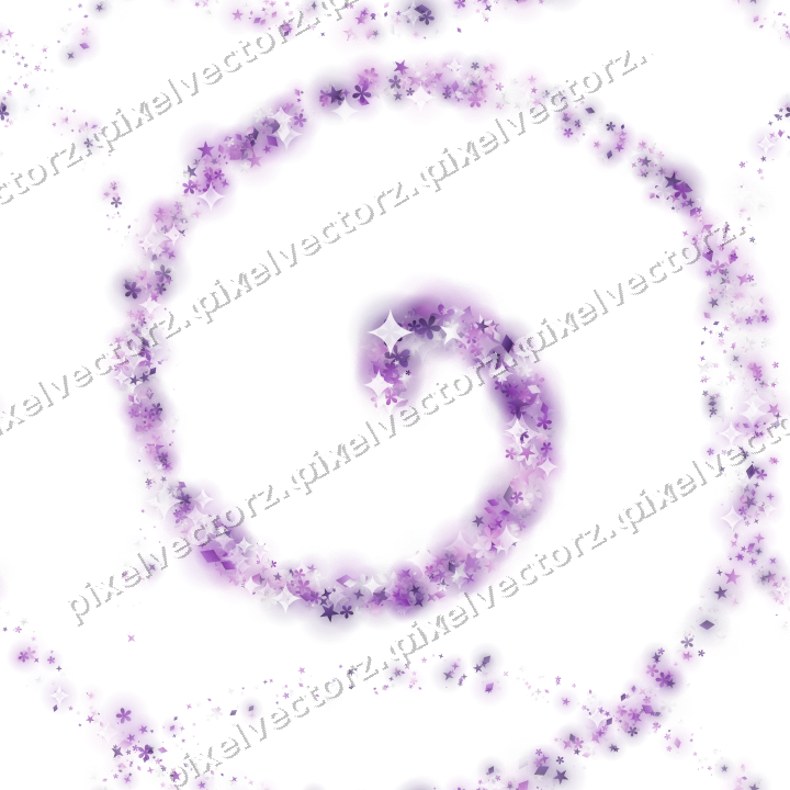 Nahtlose Glitzerspirale aus Sternen und Blüten auf transparentem Grund