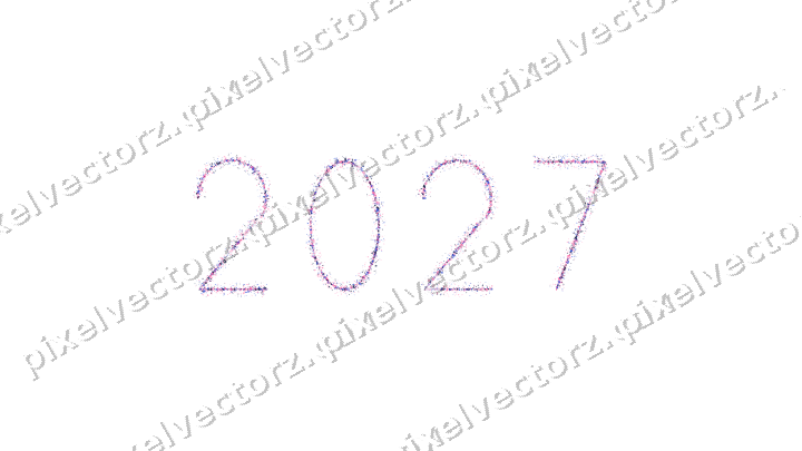 Nahtlose Glitzerzahl 2027 in Rosa und Blau auf transparentem Grund