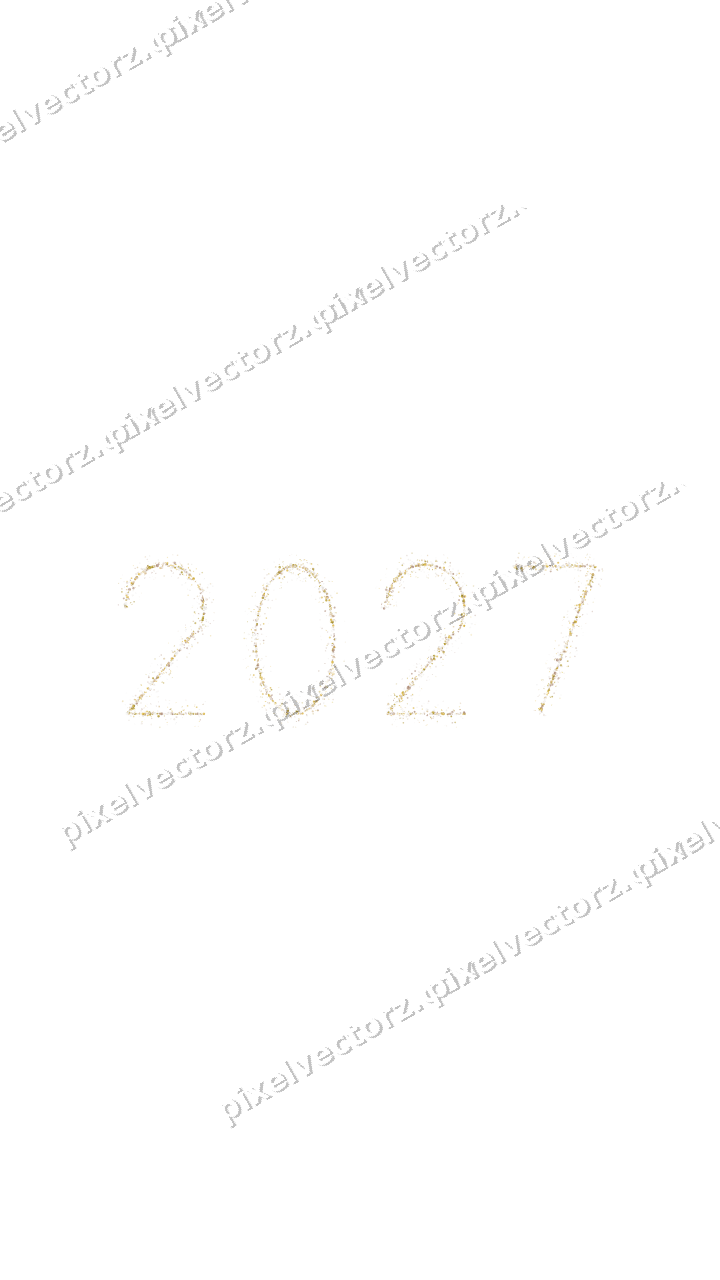 Nahtlose Glitzerzahl 2027 in Bernstein auf transparentem Grund