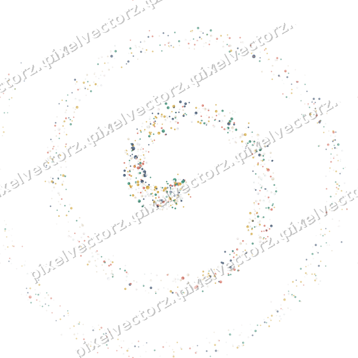 Nahtlose Glitzerspirale aus Punkten auf transparentem Grund