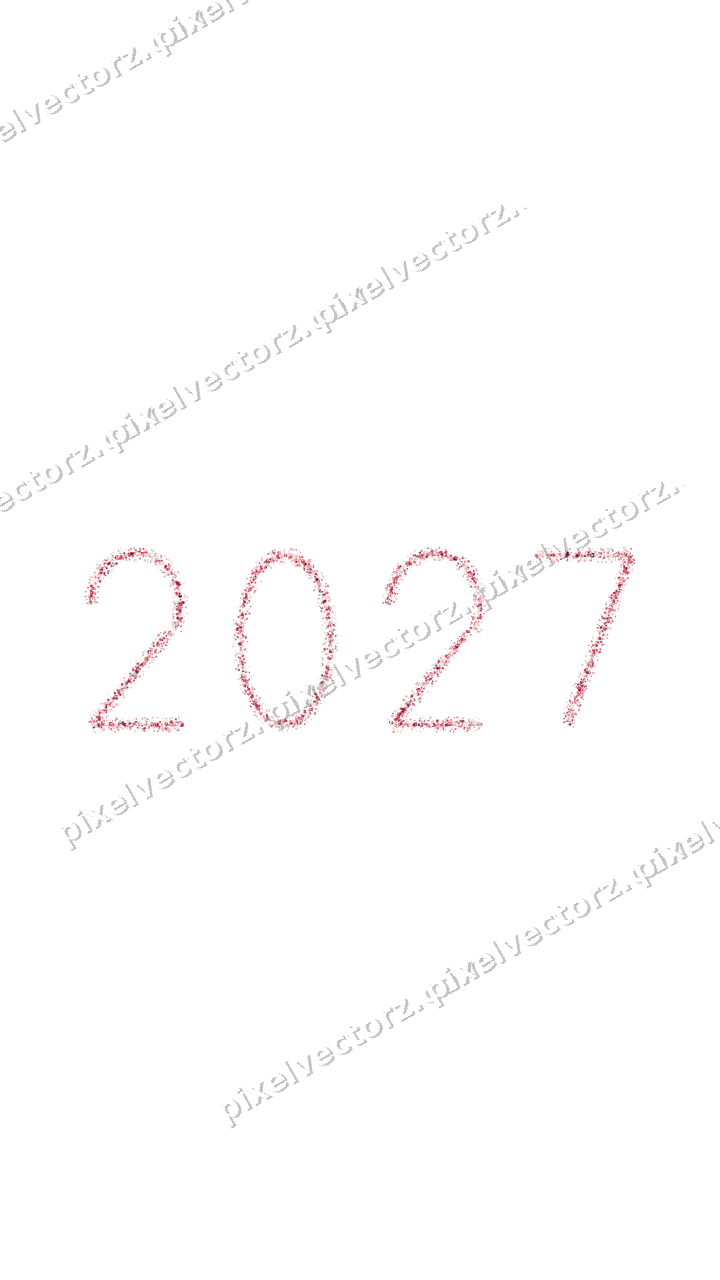 Nahtlose Glitzerzahl 2027 in Rosa und Rot auf transparentem Grund